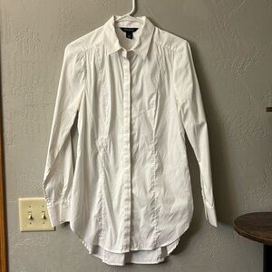 White House Black Market bright-white button down women’s shirt. Size 8
